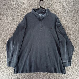 Polo Ralph Lauren Sweater Men‎ 2XLT Gray Quarter Zip Pullover Knit Red Pony VTG